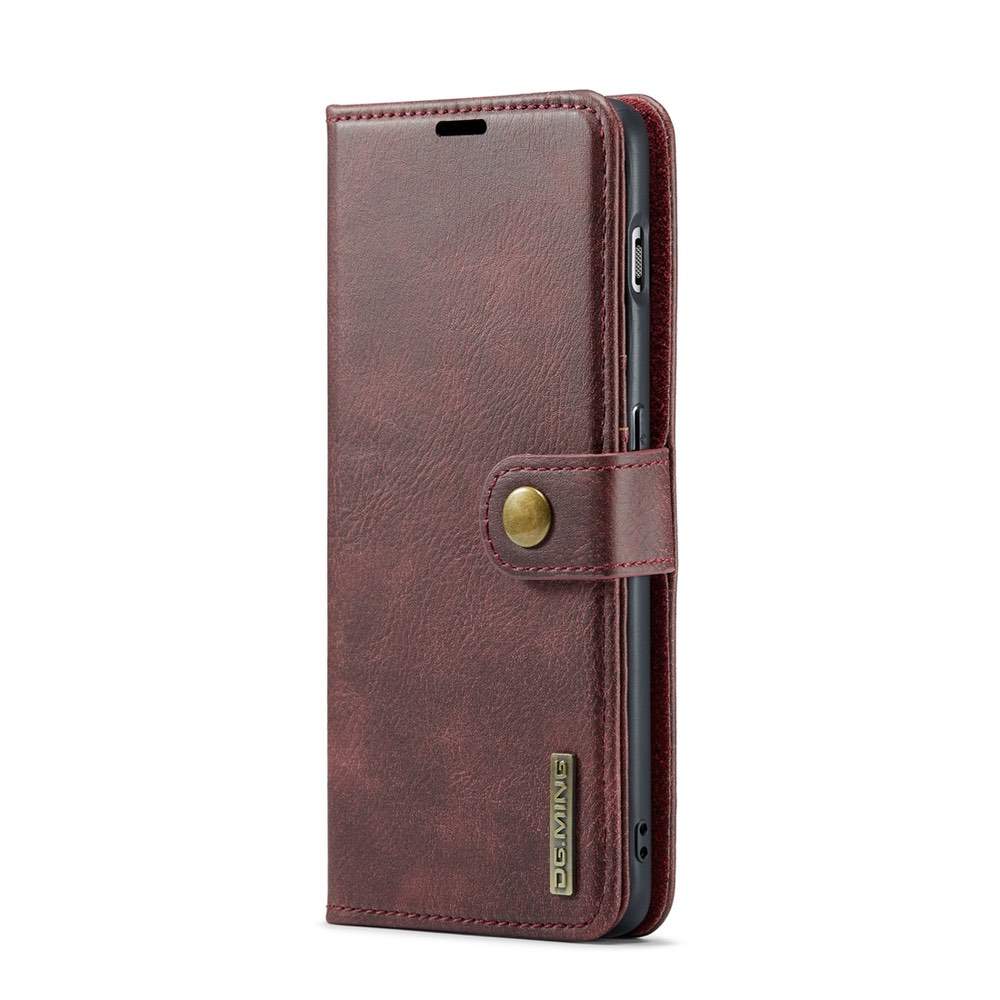 OnePlus 11 Case Crazy Horse Texture Detachable Magnetic PU Leather Deep Burgundy