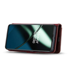 OnePlus 11 Case Crazy Horse Texture Detachable Magnetic PU Leather Deep Burgundy