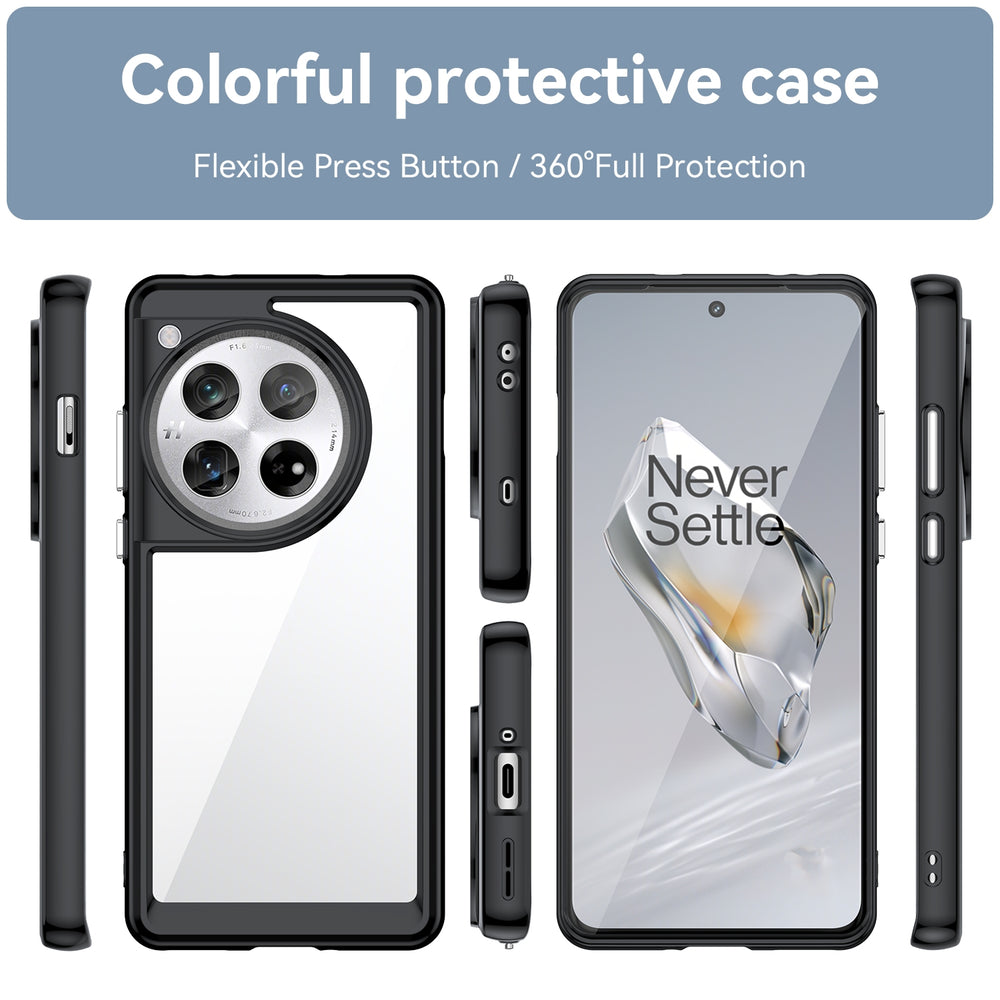 OnePlus 12 Case Colorful Series Acrylic Hybrid TPU - Black