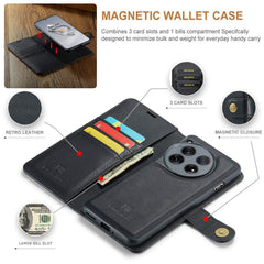 OnePlus 12 Case Crazy Horse Texture Detachable Magnetic PU Leather Black