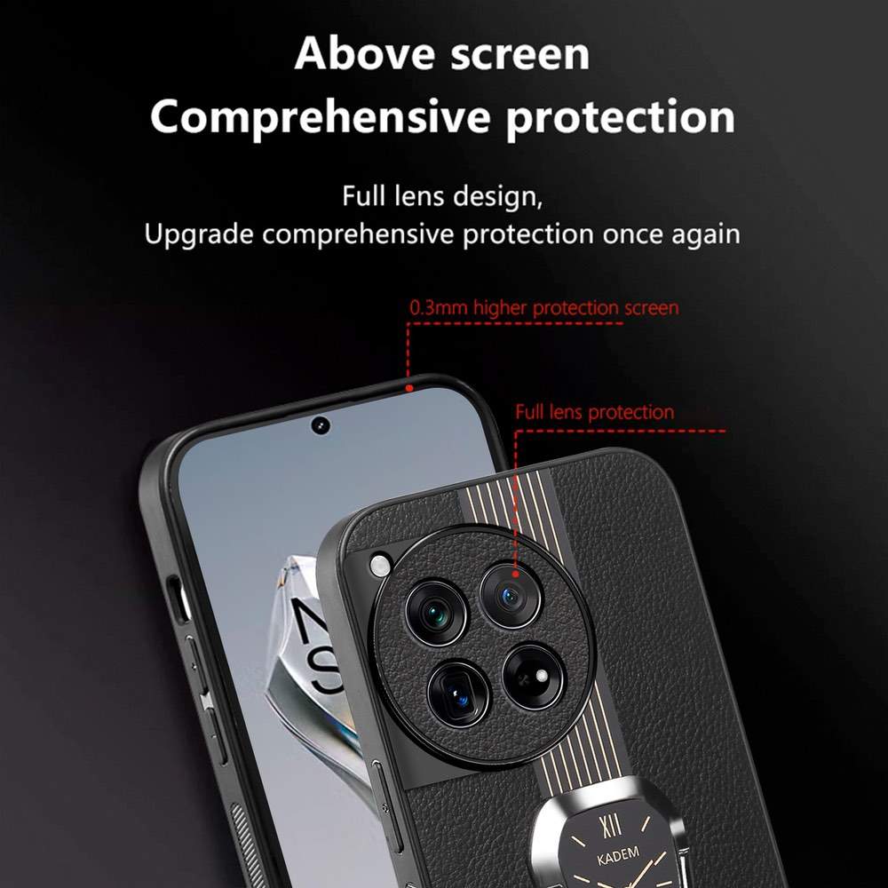 OnePlus 12 Case Magnetic Litchi PU Leather Case Black