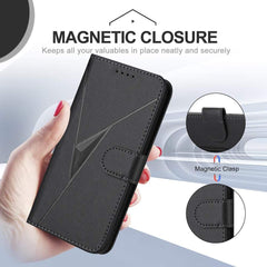 OnePlus 12 Case Triangle Pattern Buckle Clasp PU Leather Black