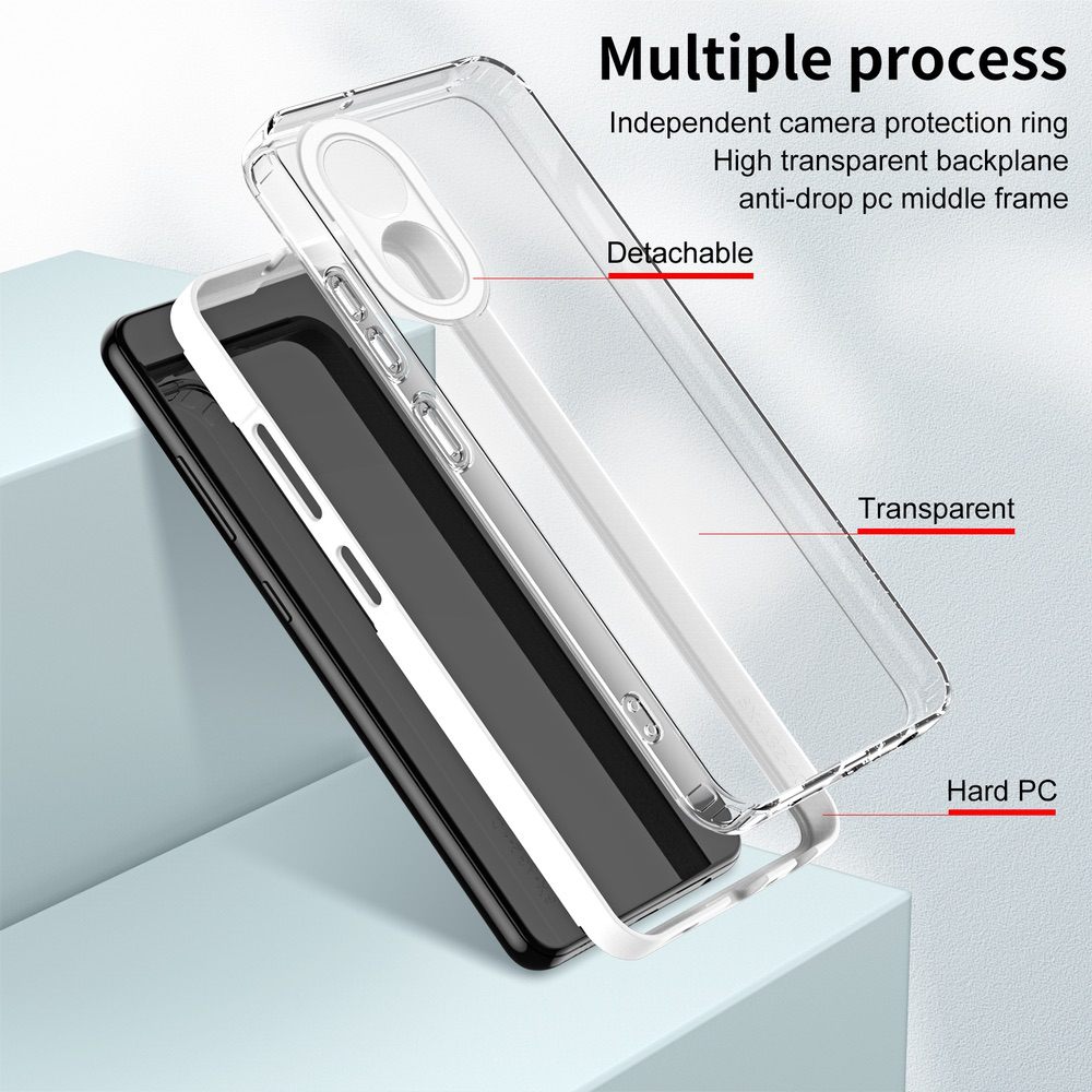 OPPO A17 4G Case Shockproof TPU Color PC Frame - White Transparent
