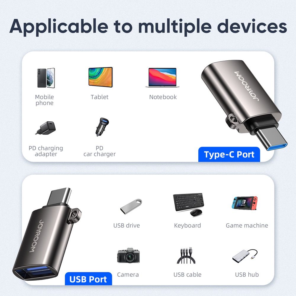 USB-C / Type-C Male to USB Female JOYROOM OTG Adapter 2A - Black