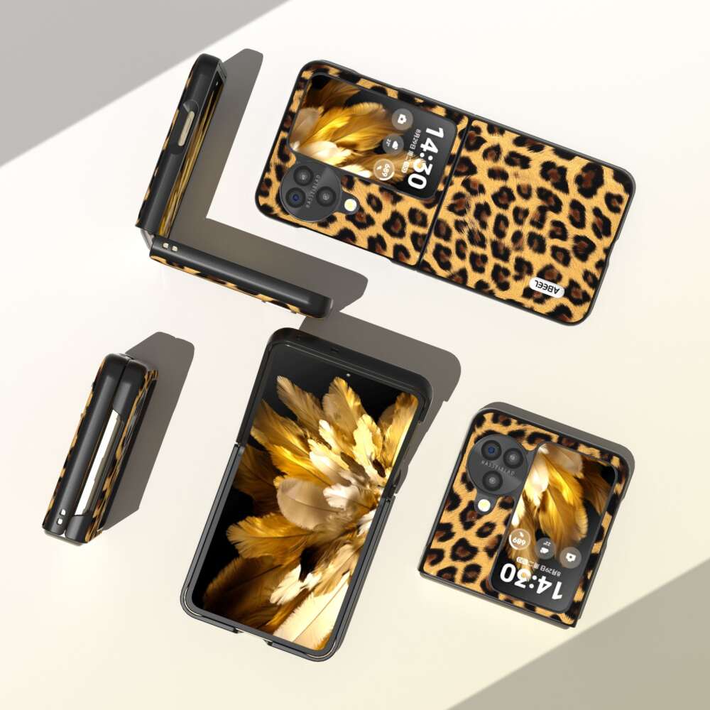 OPPO Find N3 Flip Case Shockproof ABEEL Black Edge Leopard