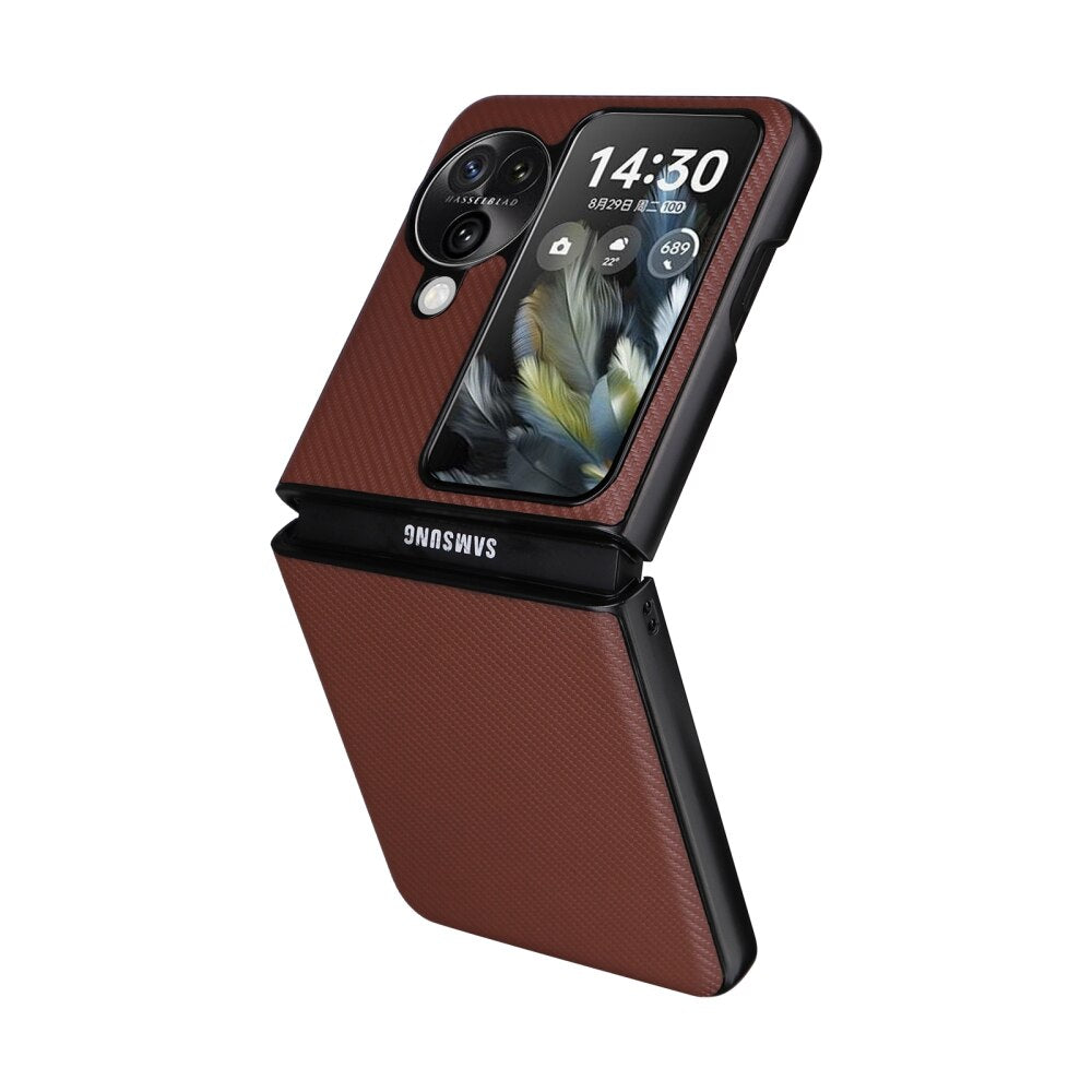 OPPO Find N3 Flip Case With PC and PU Leather - Brown