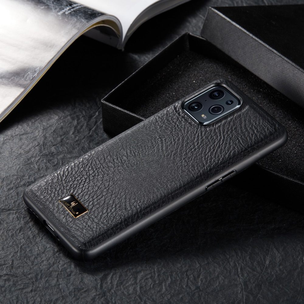 OPPO Find X3 / Find X3 Pro Case Leather Texture TPU - Cowhide Black