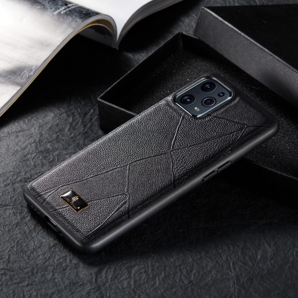 OPPO Find X3 / Find X3 Pro Case Leather Texture TPU - Ox Tendon Black