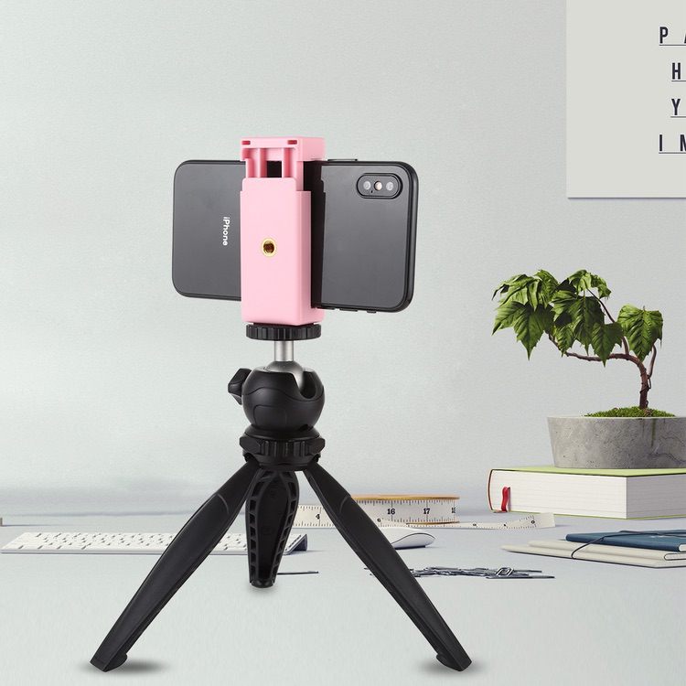 Phone Clamp with 1/4 inch Screw Holes & Cold Shoe Base - Pink