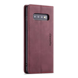 Samsung Galaxy S10 Case Protective Wallet With Two Cards - Wine Red
