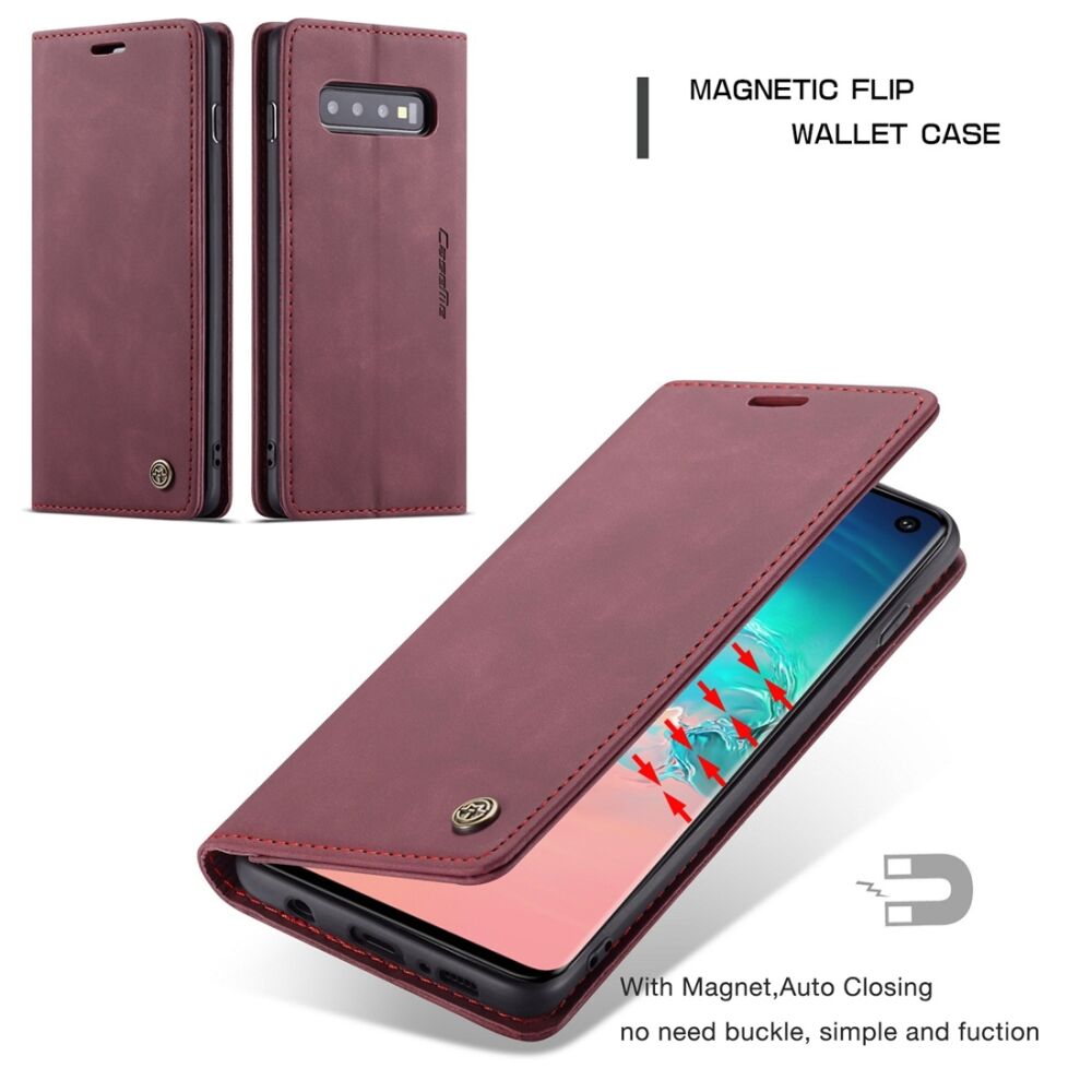 Samsung Galaxy S10 Case Protective Wallet With Two Cards - Wine Red