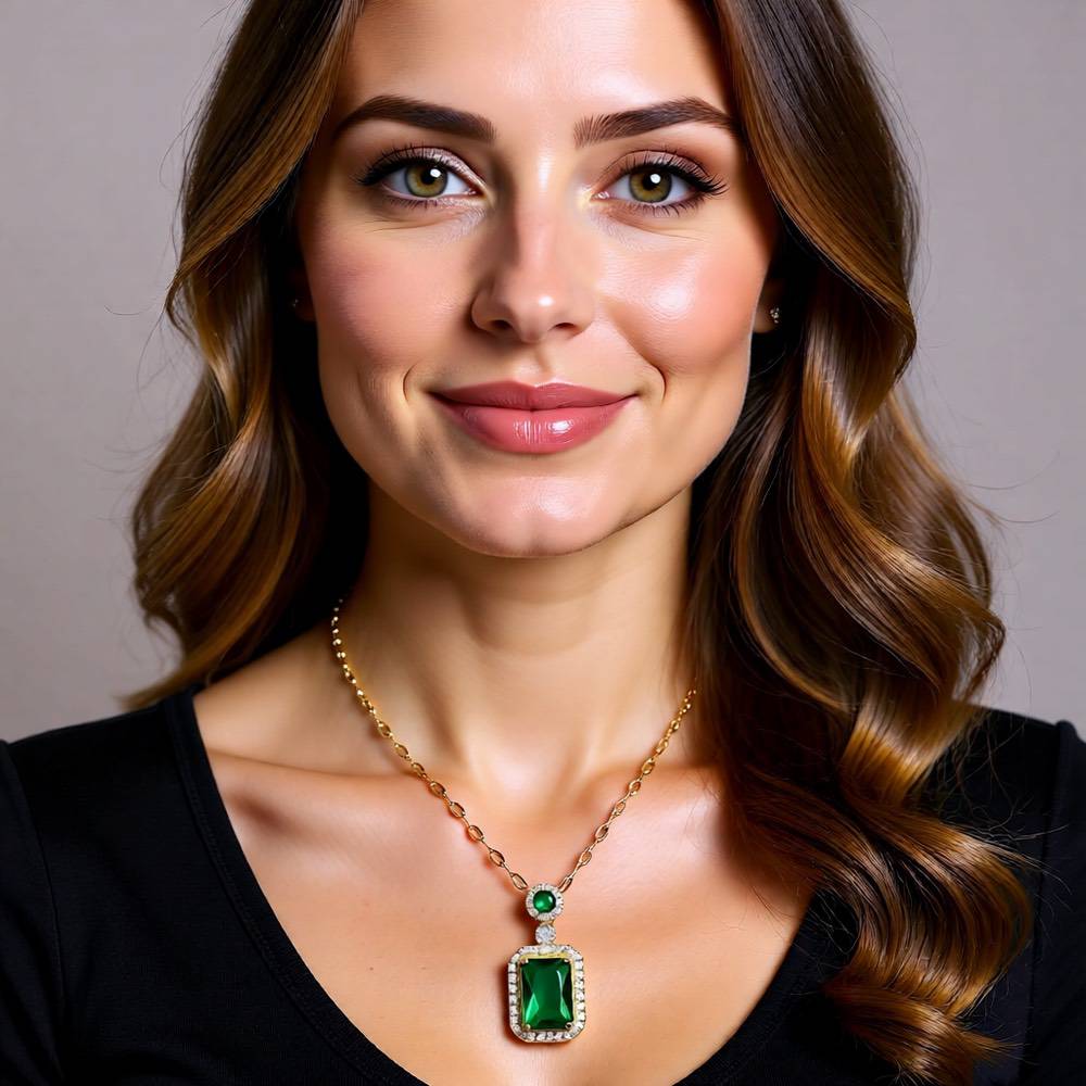 Rectangular Crystal Jewellery Set - Gold Plated Stainless Steel