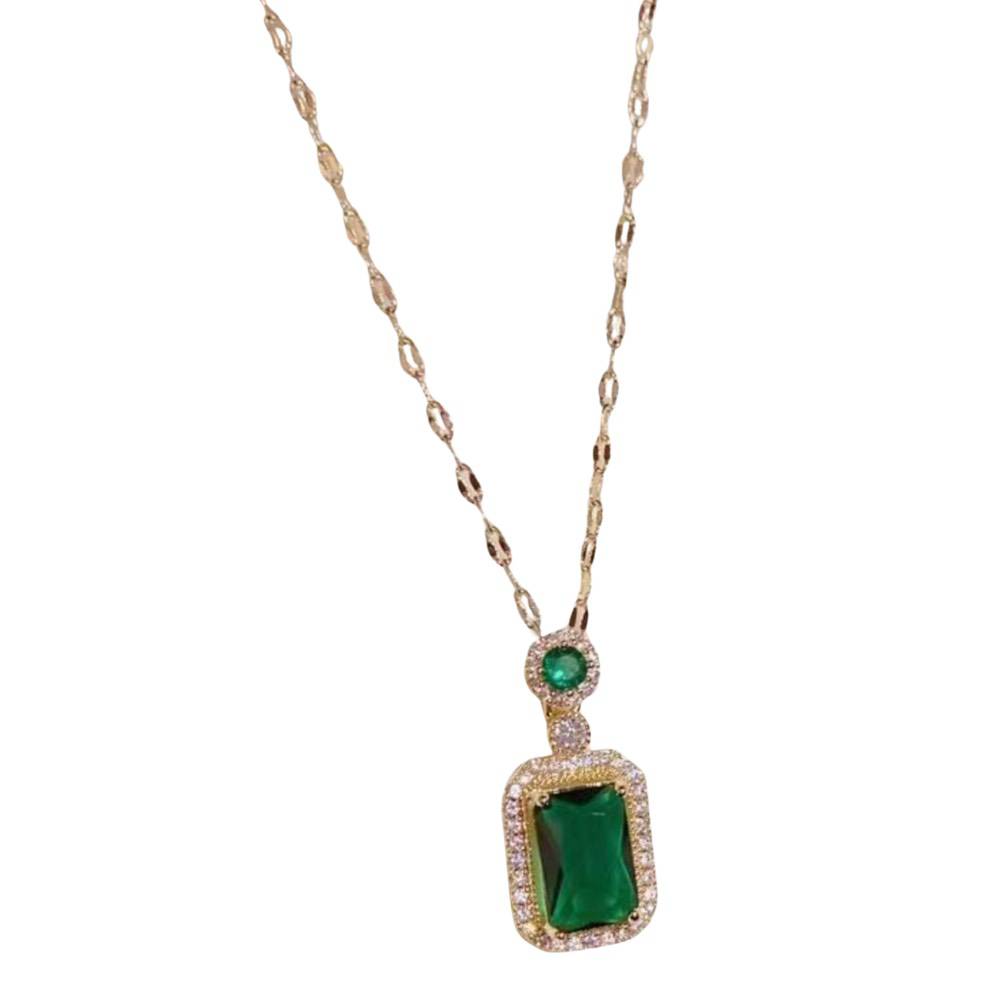 Rectangular Crystal Jewellery Set - Gold Plated Stainless Steel