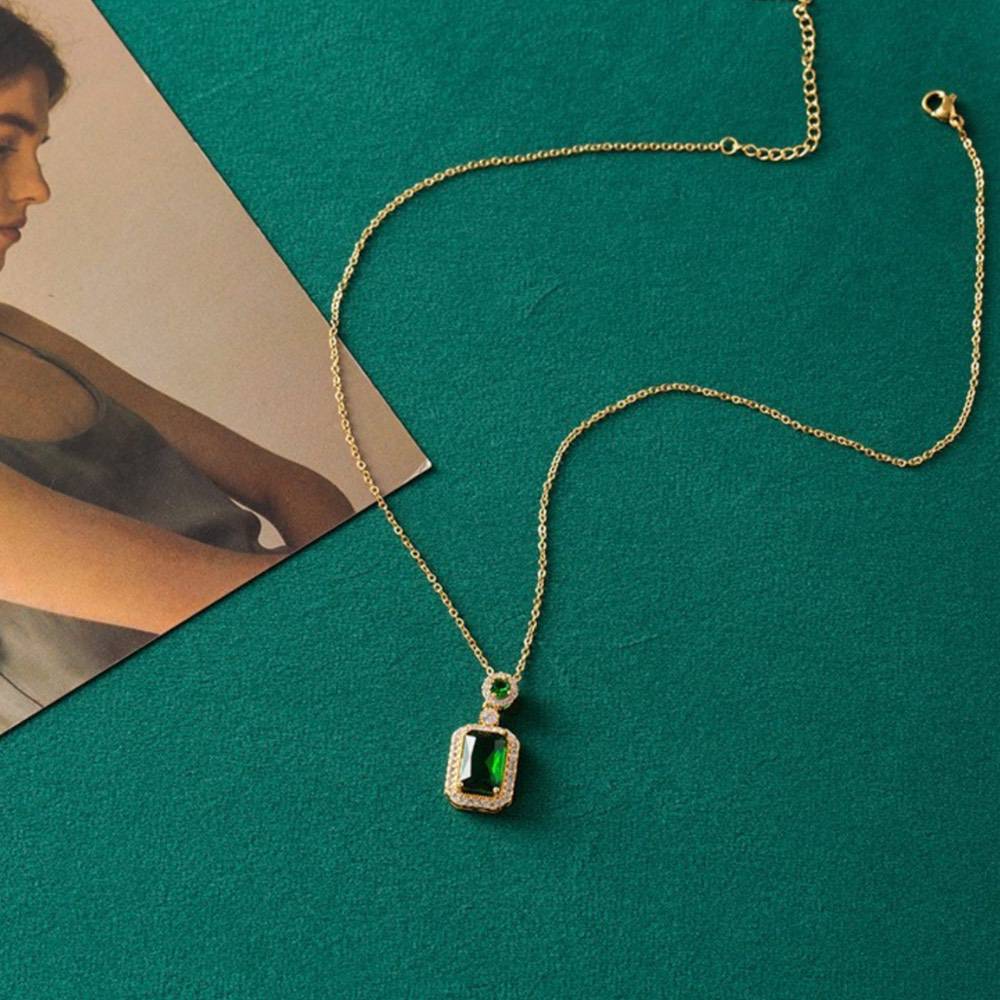 Rectangular Crystal Jewellery Set - Gold Plated Stainless Steel