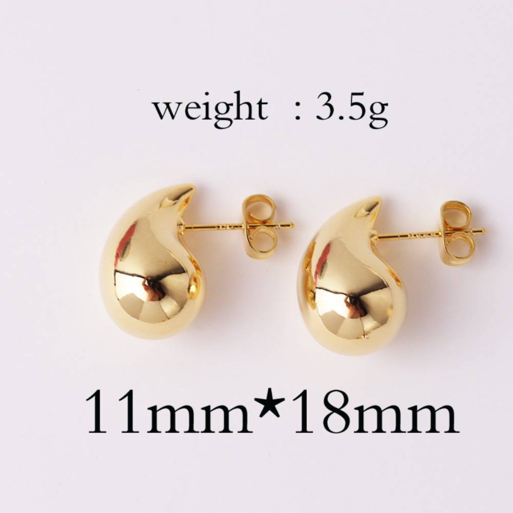 Retro Gold Water Droplet Stud Earrings - Plated Copper