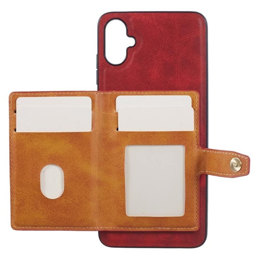 Samsung Galaxy A05 Case Made With Calfskin PU Leather and TPU - Red
