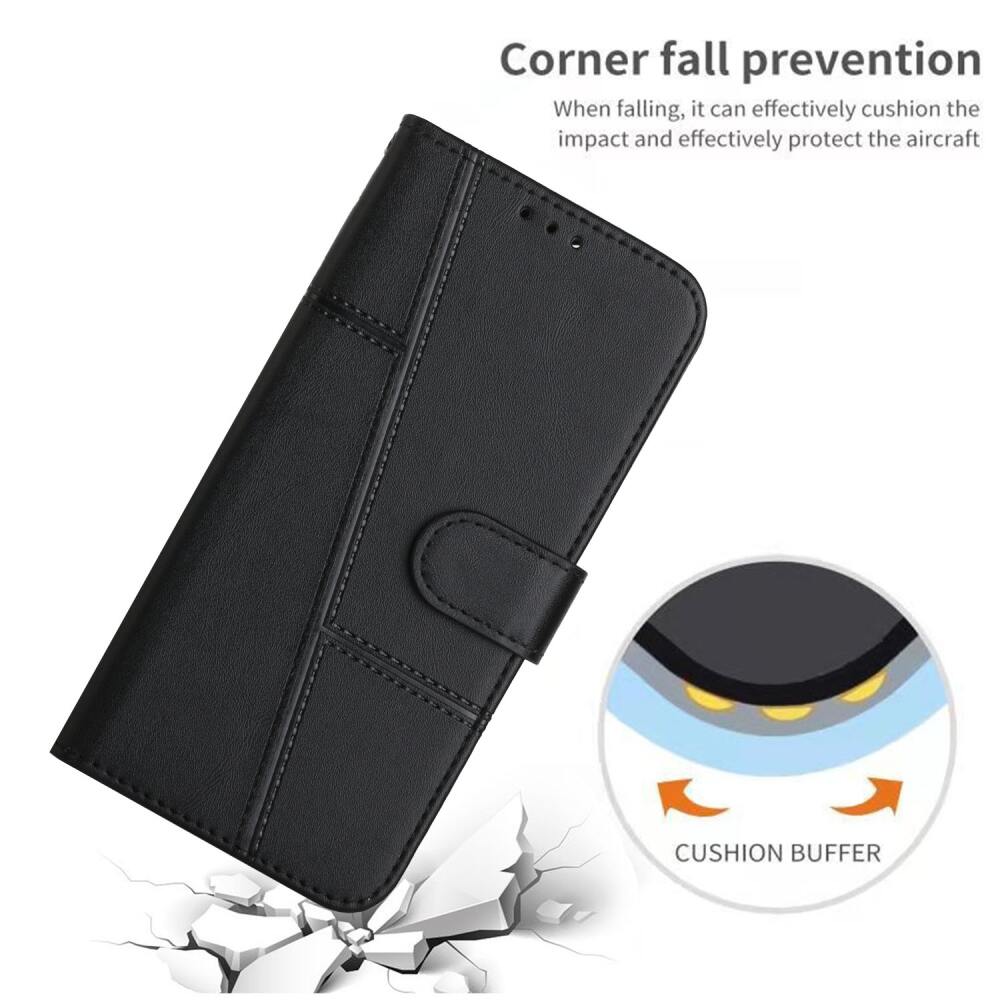 Samsung Galaxy A05 Case Stitching Calf Texture PU Leather - Black