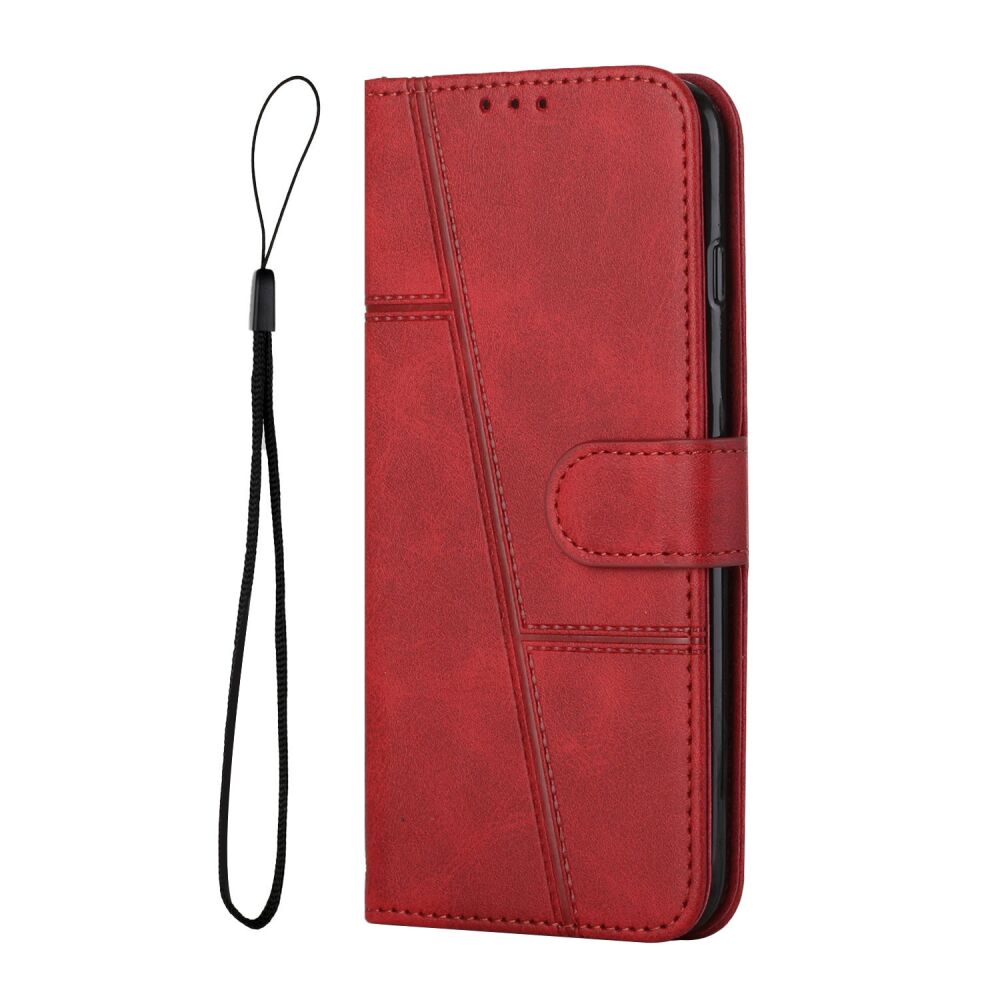 Samsung Galaxy A05 Case Stitching Calf Texture PU Leather - Red