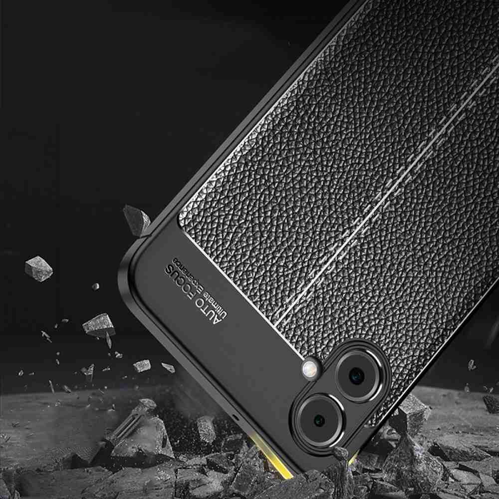 Samsung Galaxy A05 Case With Litchi Texture Shockproof TPU - Black