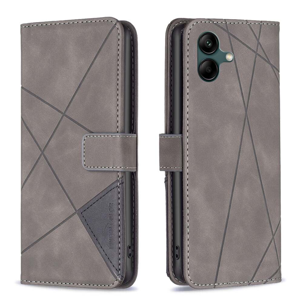 Samsung Galaxy A05 Case With Rhombus Texture PU Leather - Grey