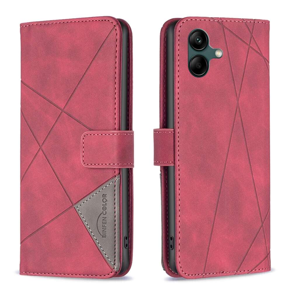 Samsung Galaxy A05 Case With Rhombus Texture PU Leather - Red