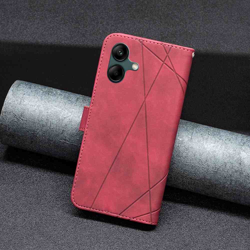 Samsung Galaxy A05 Case With Rhombus Texture PU Leather - Red