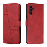 Samsung Galaxy A05s Case Stitching Calf Texture PU Leather - Red