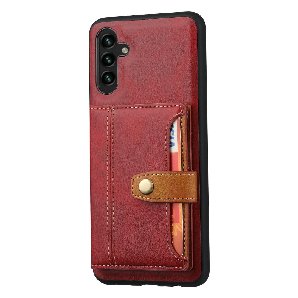 Samsung Galaxy A05s Case With Calfskin PU Leather and TPU - Red