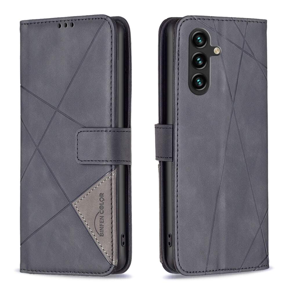 Samsung Galaxy A05s Case With Rhombus Texture PU Leather - Black