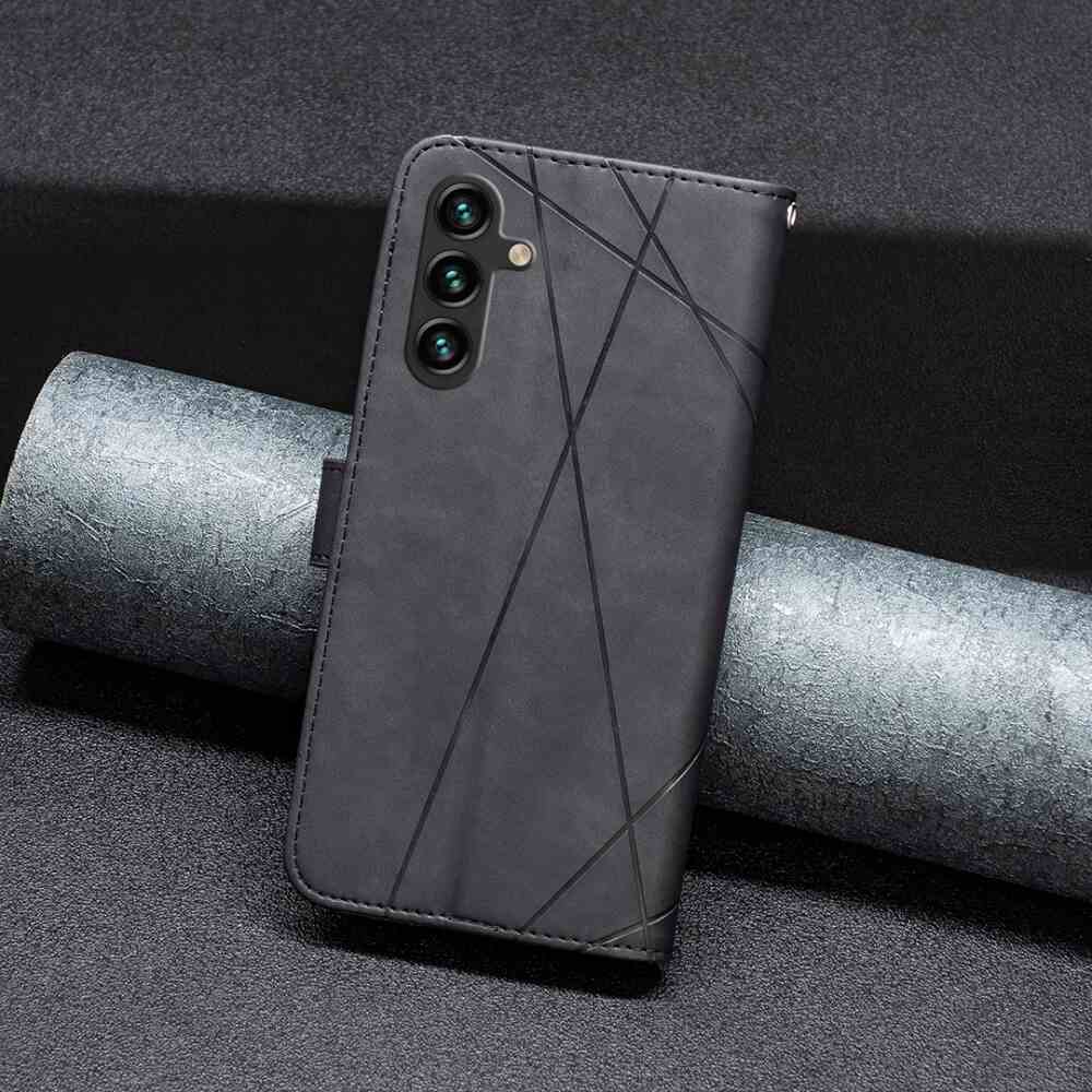 Samsung Galaxy A05s Case With Rhombus Texture PU Leather - Black