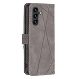 Samsung Galaxy A05s Case With Rhombus Texture PU Leather - Grey