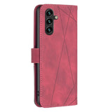 Samsung Galaxy A05s Case With Rhombus Texture PU Leather - Red