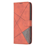 Samsung Galaxy A14 5G Case Magnetic Buckle Rhombus Texture - Brown