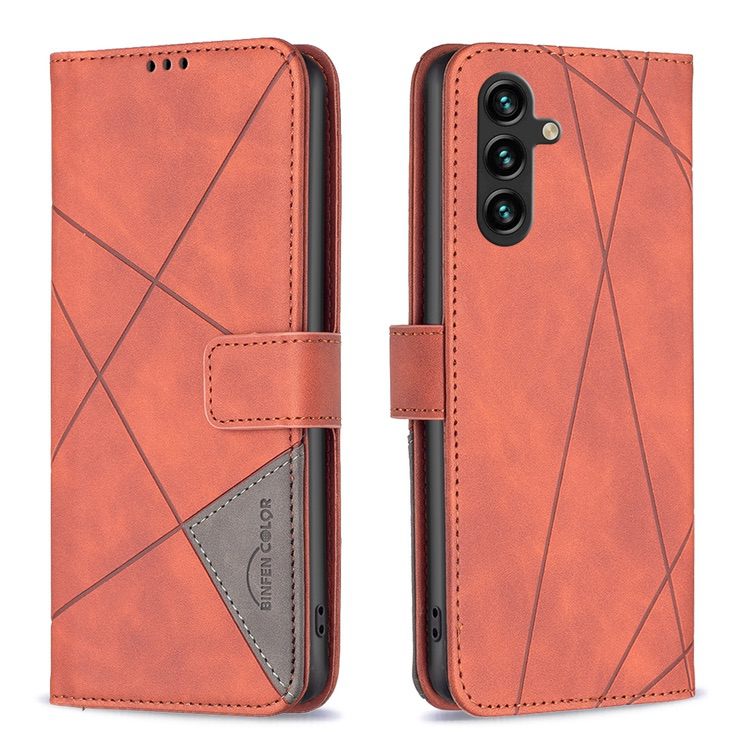 Samsung Galaxy A14 5G Case Magnetic Buckle Rhombus Texture - Red