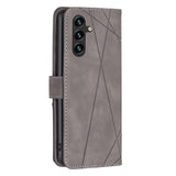 Samsung Galaxy A14 5G Case Magnetic Buckle Rhombus Texture - Grey