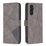 Samsung Galaxy A14 5G Case Magnetic Buckle Rhombus Texture - Grey