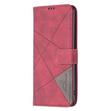 Samsung Galaxy A14 5G Case Magnetic Buckle Rhombus Texture - Red