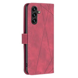 Samsung Galaxy A14 5G Case Magnetic Buckle Rhombus Texture - Red