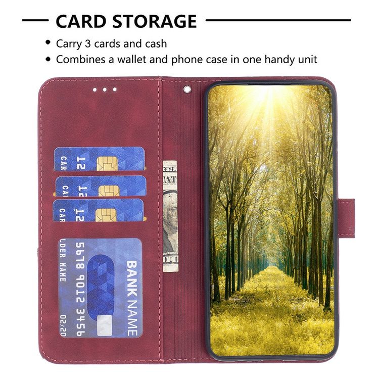 Samsung Galaxy A14 5G Case Magnetic Buckle Rhombus Texture - Red