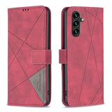 Samsung Galaxy A14 5G Case Magnetic Buckle Rhombus Texture - Red