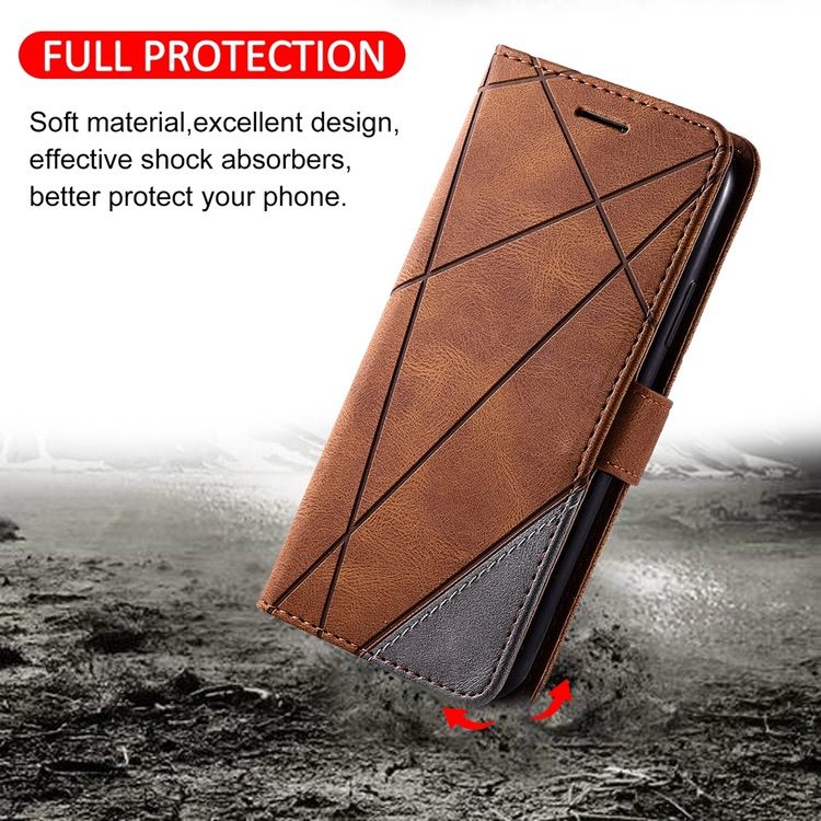 Samsung Galaxy A14 5G Case Skin Feel Splicing PU Leather - Brown