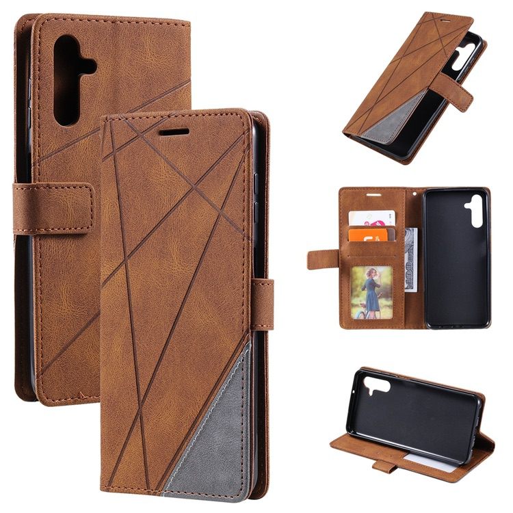 Samsung Galaxy A14 5G Case Skin Feel Splicing PU Leather - Brown