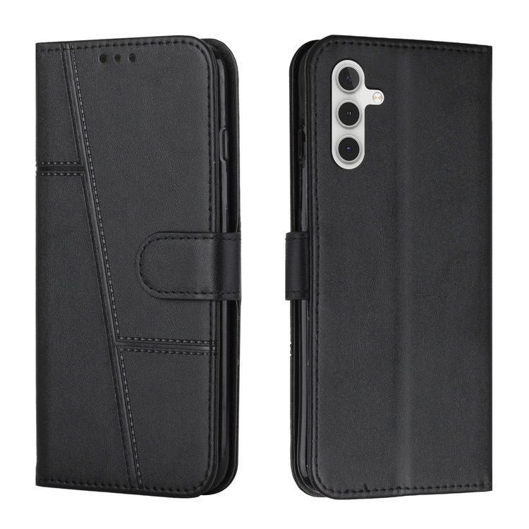 Samsung Galaxy A14 5G Case Stitching Calf Texture Secure Wallet - Black