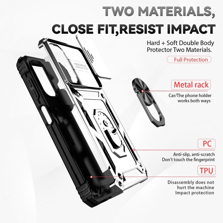 Samsung Galaxy A14 5G Case With Camera Shield Cover - Silver