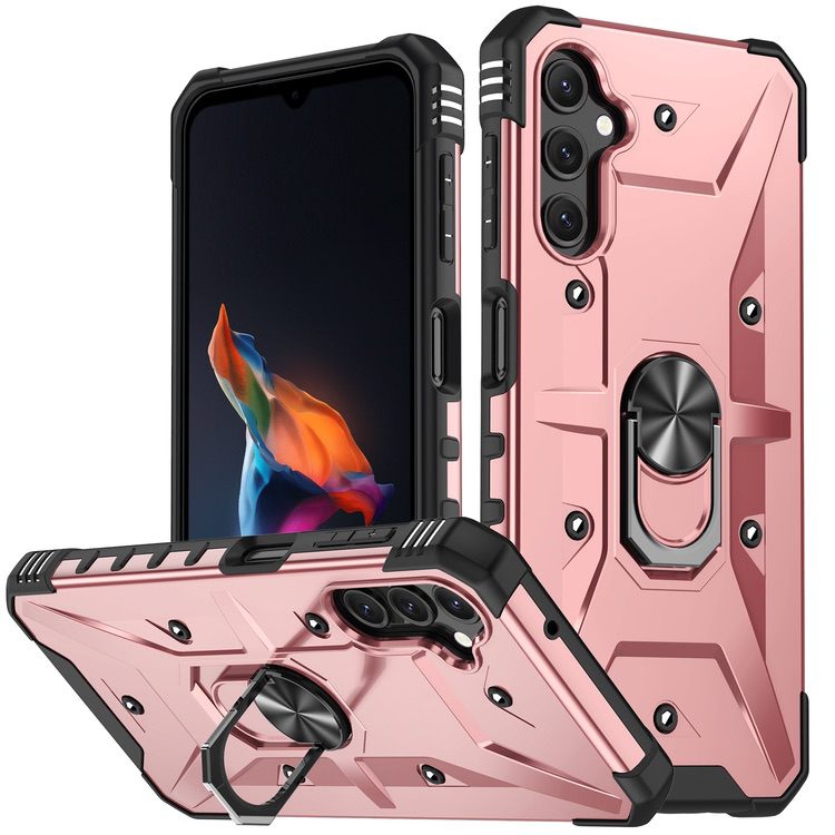 Samsung Galaxy A14 5G Case with Metal Ring Holder - Rose Gold