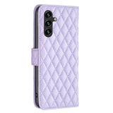 Samsung Galaxy A15 5G Case Diamond Lattice Wallet - Purple