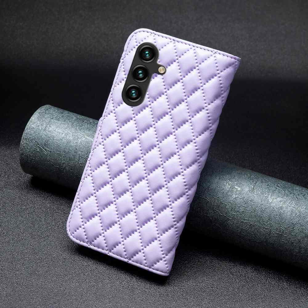 Samsung Galaxy A15 5G Case Diamond Lattice Wallet - Purple