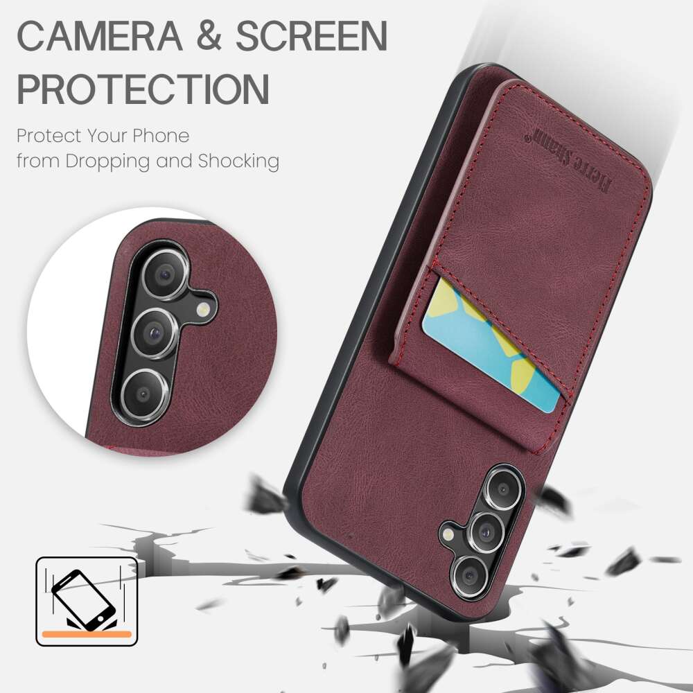 Samsung Galaxy A15 5G Case Fierre Shann Crazy Horse - Wine Red