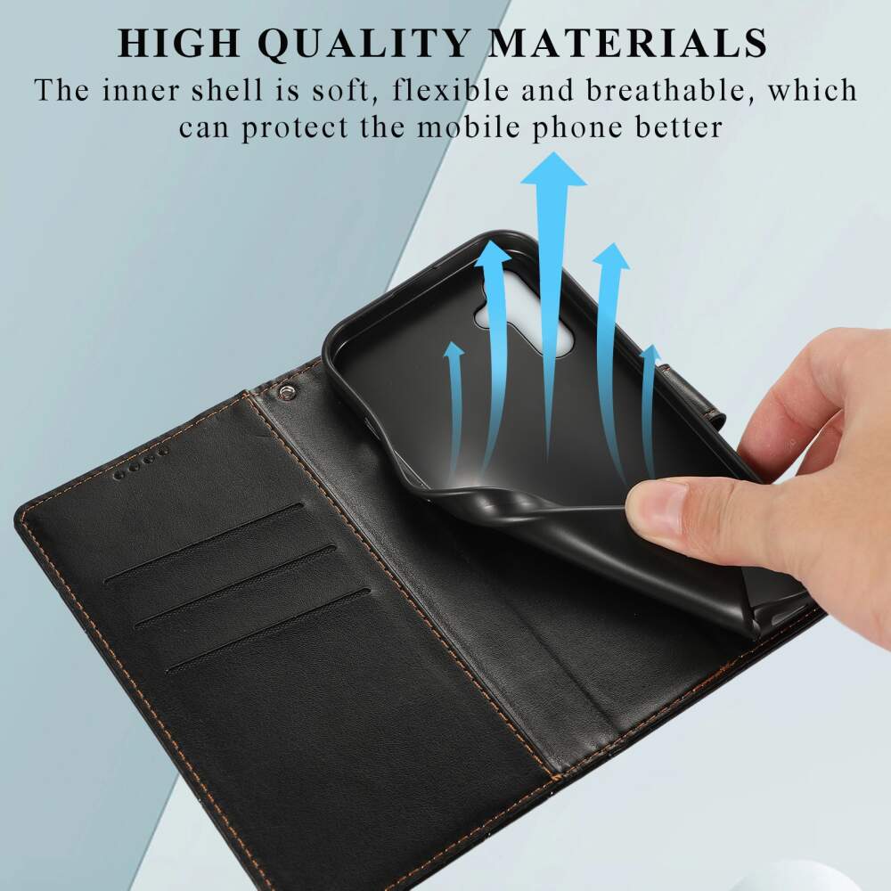 Samsung Galaxy A15 5G Case Genuine Leather Texture - Black