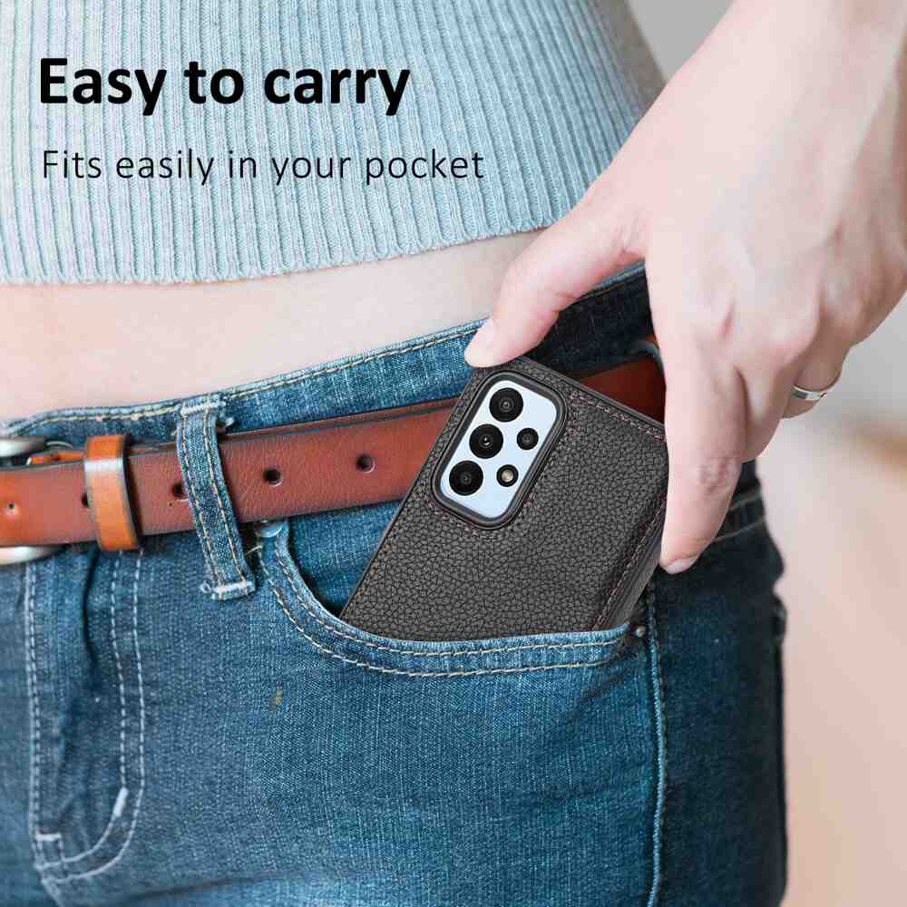 Samsung Galaxy A15 5G Case Litchi Pattern Stitched - Black